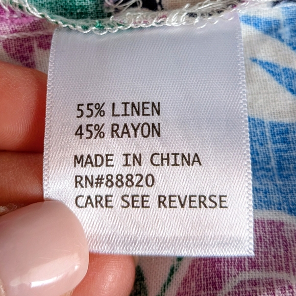 Christian Siriano New York Floral Tie-Front Blouse Linen Blend Medium #56 - Picture 5 of 5